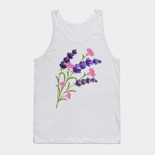 Lavender And Morning Glory Flowers Tank Top